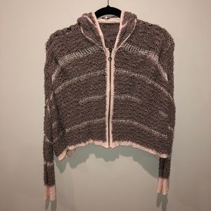 Free people knit hoodie zip up size small